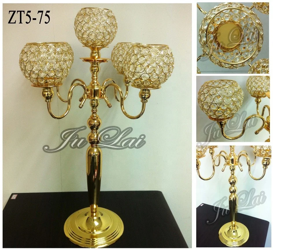 Tall Wedding Crystal Globe Candelabra for Wedding Supplies Gold Glass Wedding Table Decoration Fashionable Letterpress Printing