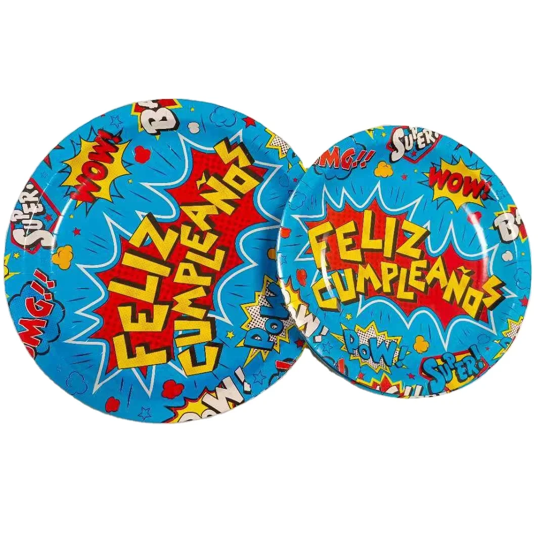 disposable printed design Paper Plates Party Supplies Tableware Colored Paper Plates