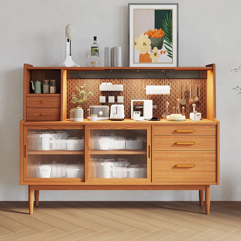 Nordic Style Storage Cabinet Suitable Solid Wood Sideboard Japanese Tea and Wine Cabinet for Dining Room and Living Room