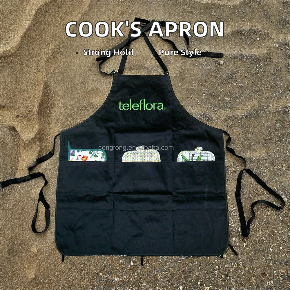 Cotton and Polyester Kitchen Bib Apron Waterproof Sleeveless Kids Model Uniform with Custom Embroidered Logo Wholesale Minded