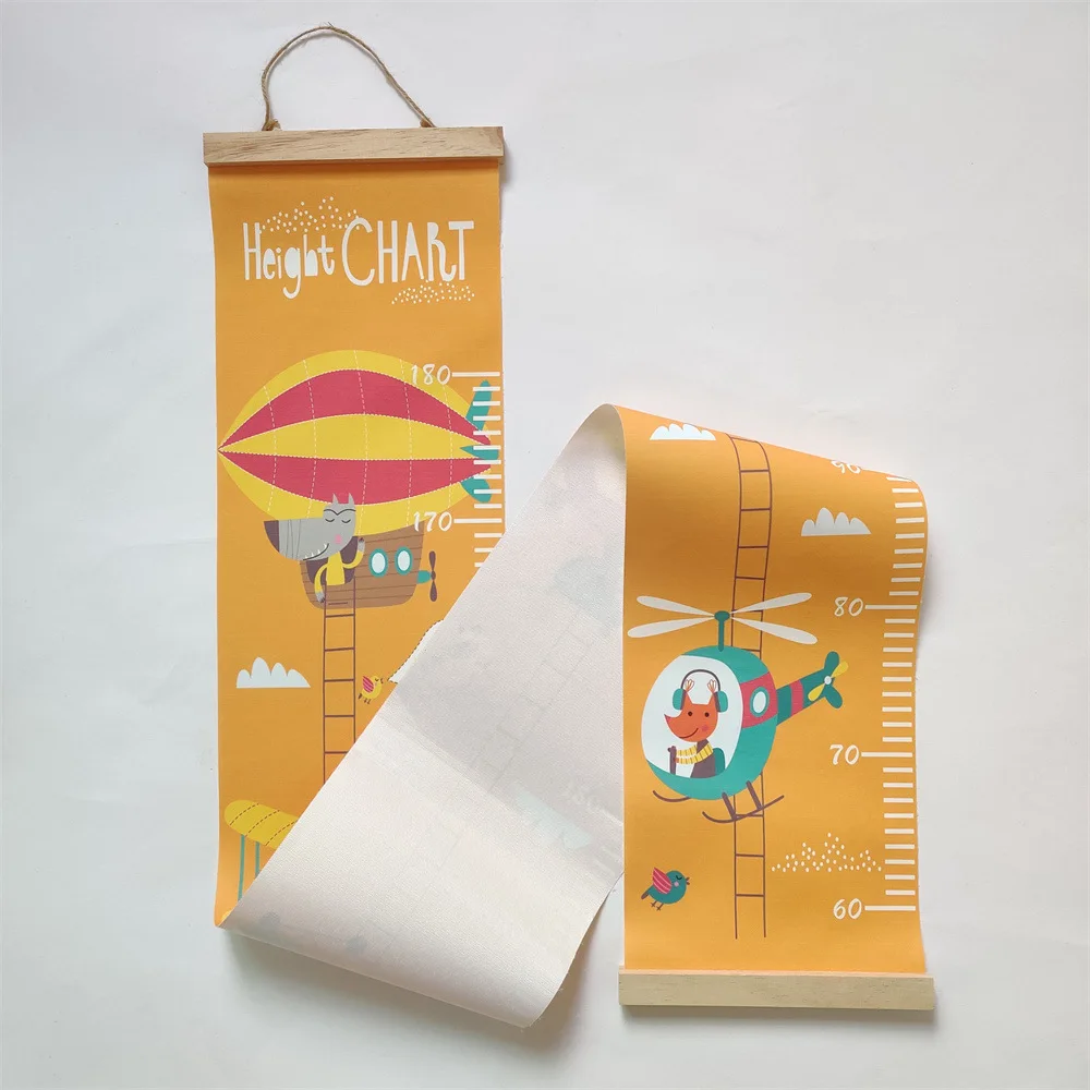IN STOCK Children Removable waterproof Handing Ruler wood Canvas growth baby height growth chart for kids