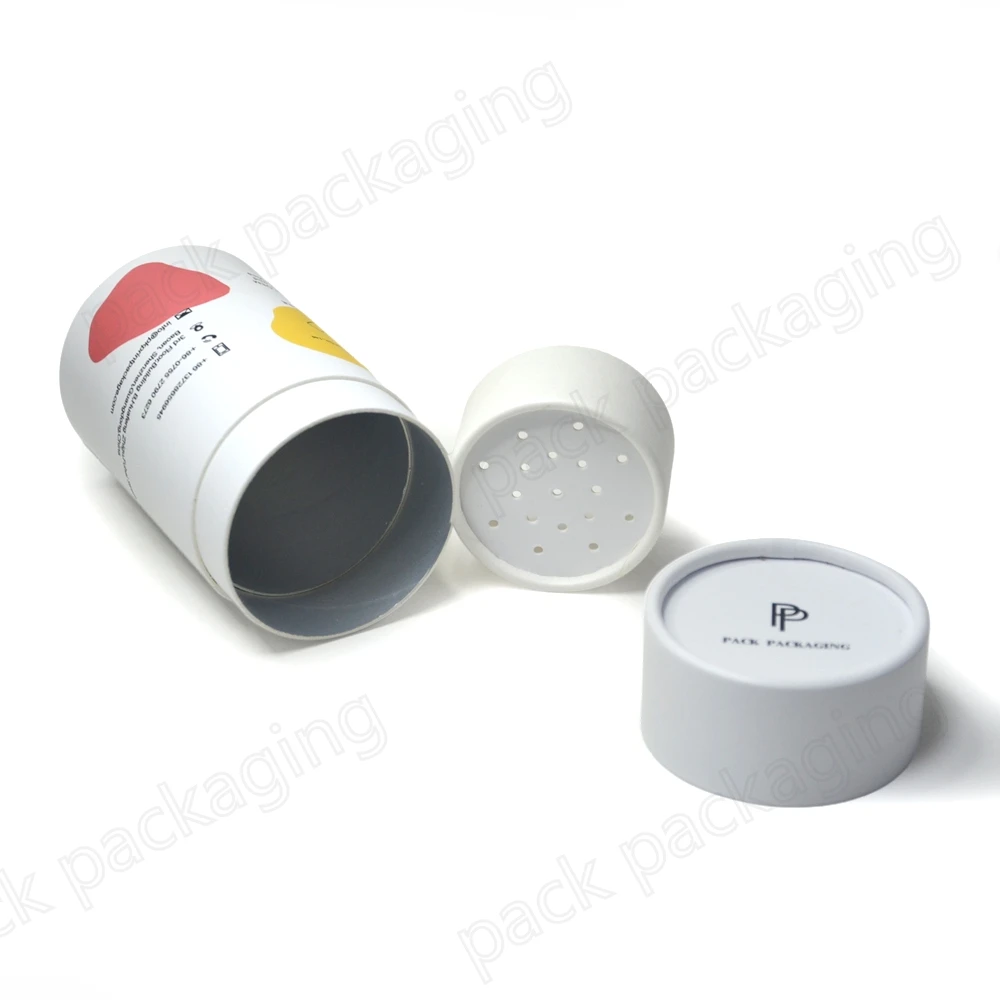 custom round cosmetic box cardboard paper tube powder packs spice containers packaging carton case kraft tube with lid