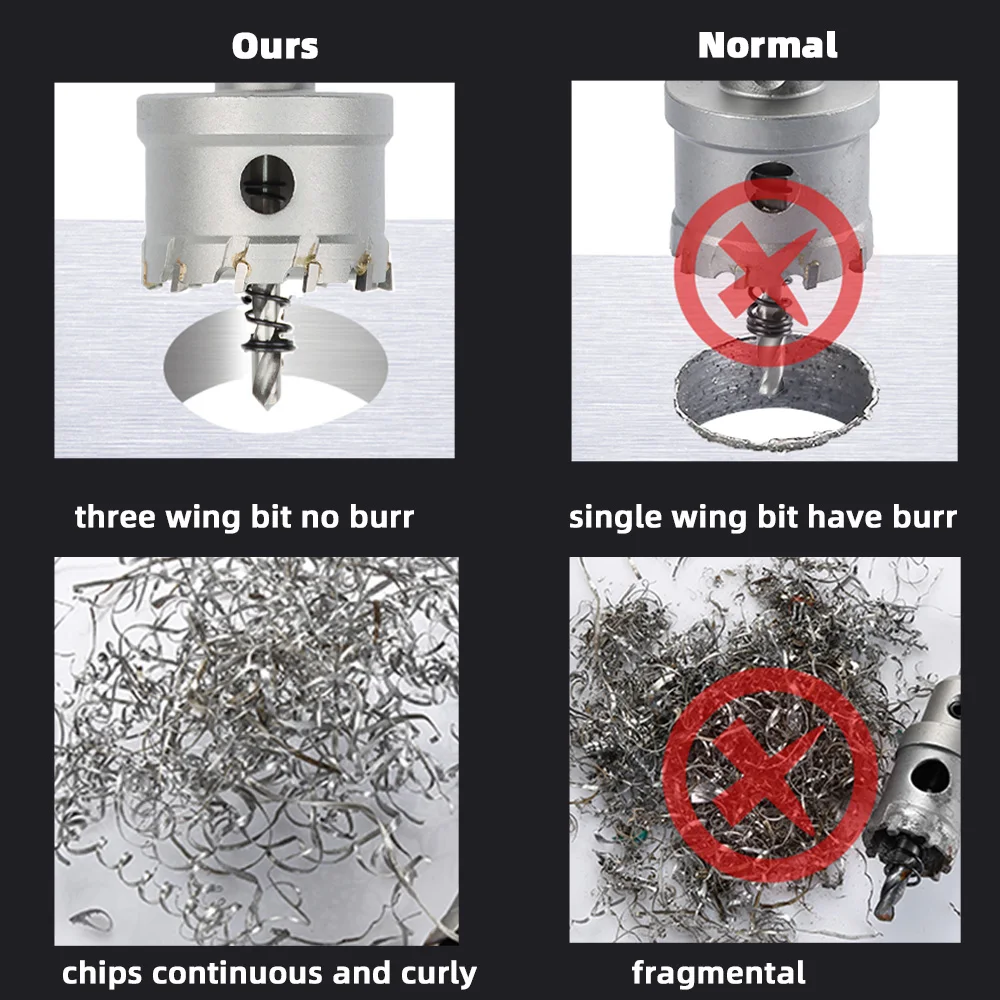 12-200mm TCT Hole Saw Drill Bits Alloy Carbide Cobalt Steel Hole Opener Metal Cutting For Stainless Steel Alloy Metal Drilling