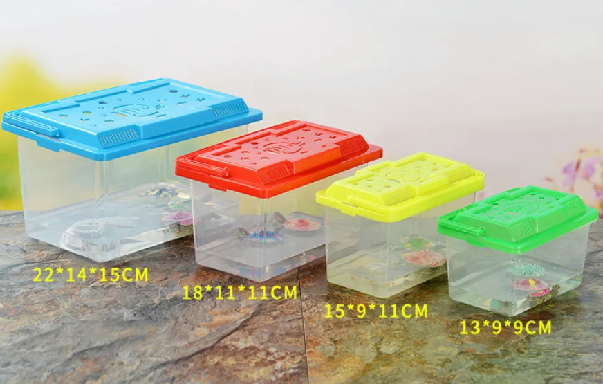 Plastic Turtle Fish Tank Reptile Feeding Pet Box Transport Portable Fish Tank