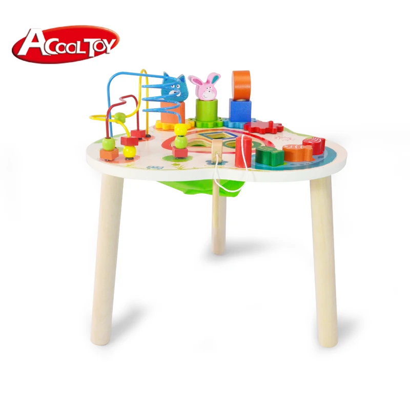 Children Wooden Furniture Classic Activity Kids Table And Chair Set Educational baby toys wooden activity play For Kids table