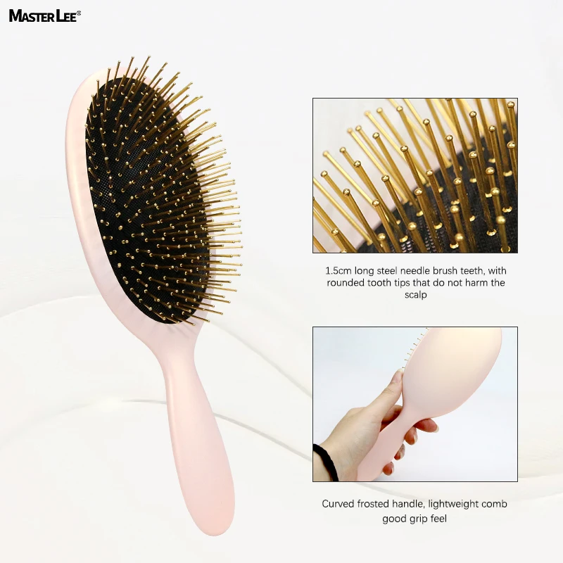 gilt magic powder soft matte Gold/Silver steel needle  teeth extension massage detangling hair brushes Wet Dry Brush