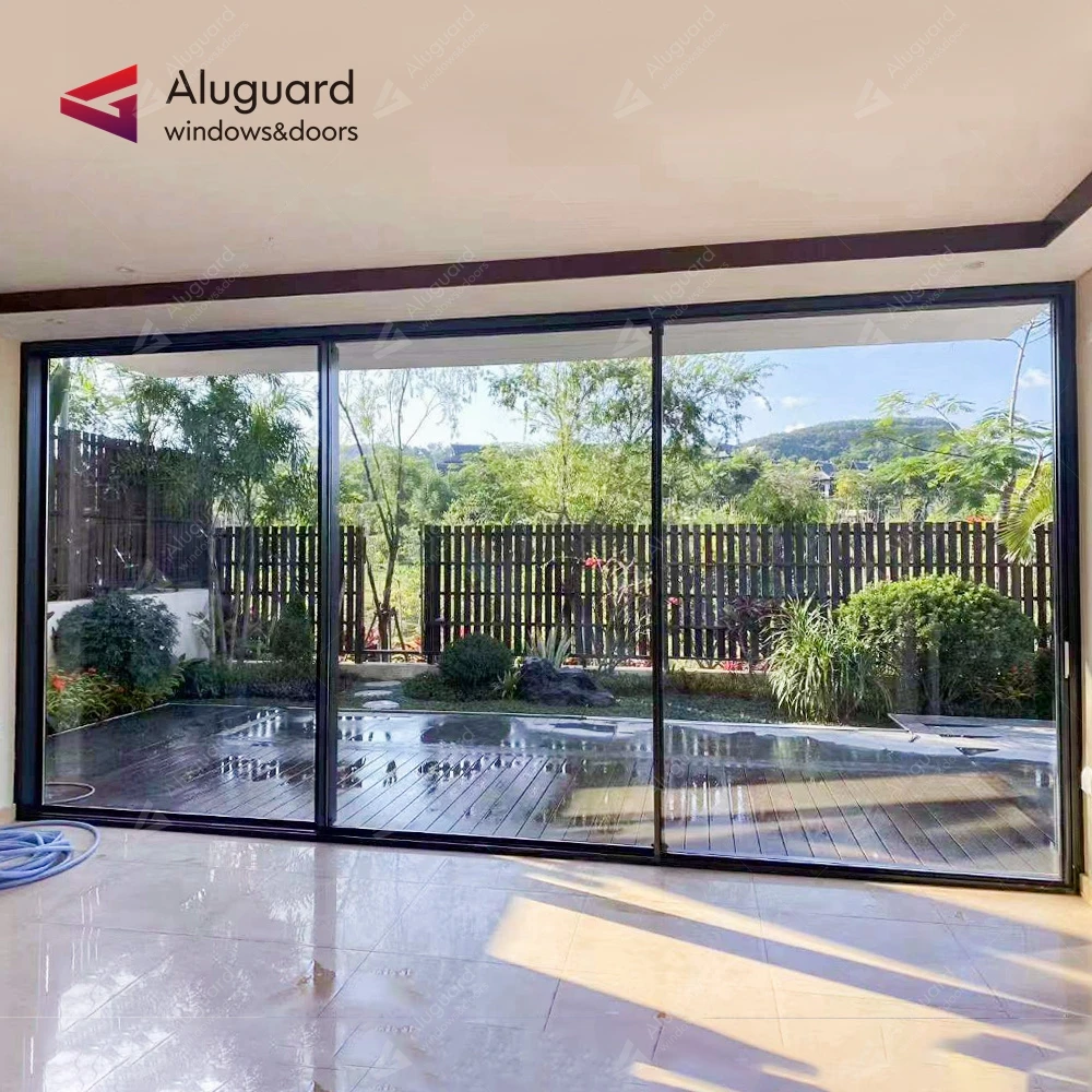 Современная вилла алюминиевые раздвижные штабелированные двери с несколькими панелями автоматический термический разрыв алюминиевый профиль штабелирование раздвижных стеклянных дверей