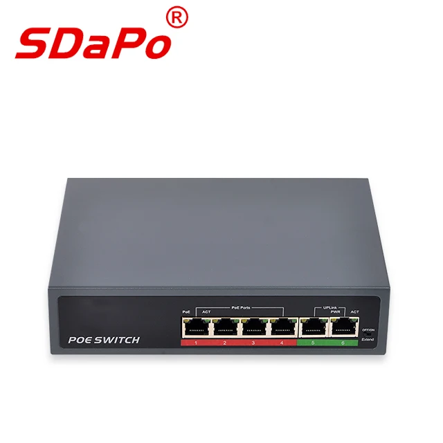 SDAPO PSE604EX V2.0 10/100Mbps 4 Port Power Fast Ethernet Network Poe Switch for Cctv Security Poe Switch