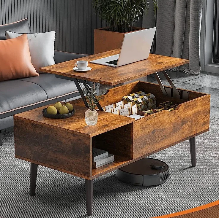 Wooden Lift Up Central Table And Side Table for Living Room