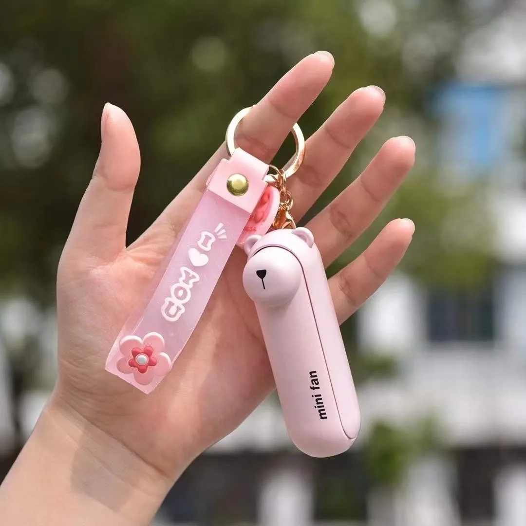 Personalized innovation Portable Rechargeable Fan Super Mini As Key chain Accessory Fan With Lighting Function Muti-use  Fan