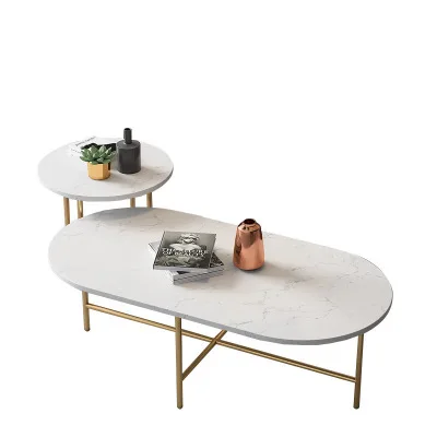 Nordic modern marble mosaic coffee table home living room bedroom oval coffee table