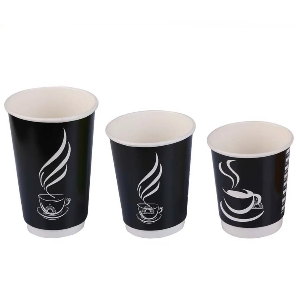  8Oz 12Oz 16Oz Customized Design Paper Cups Disposable Printed Double Wall Ripple