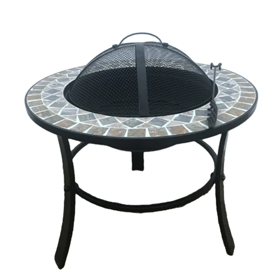 Round Mosaic Tile Garden Barbeque Fire Pit