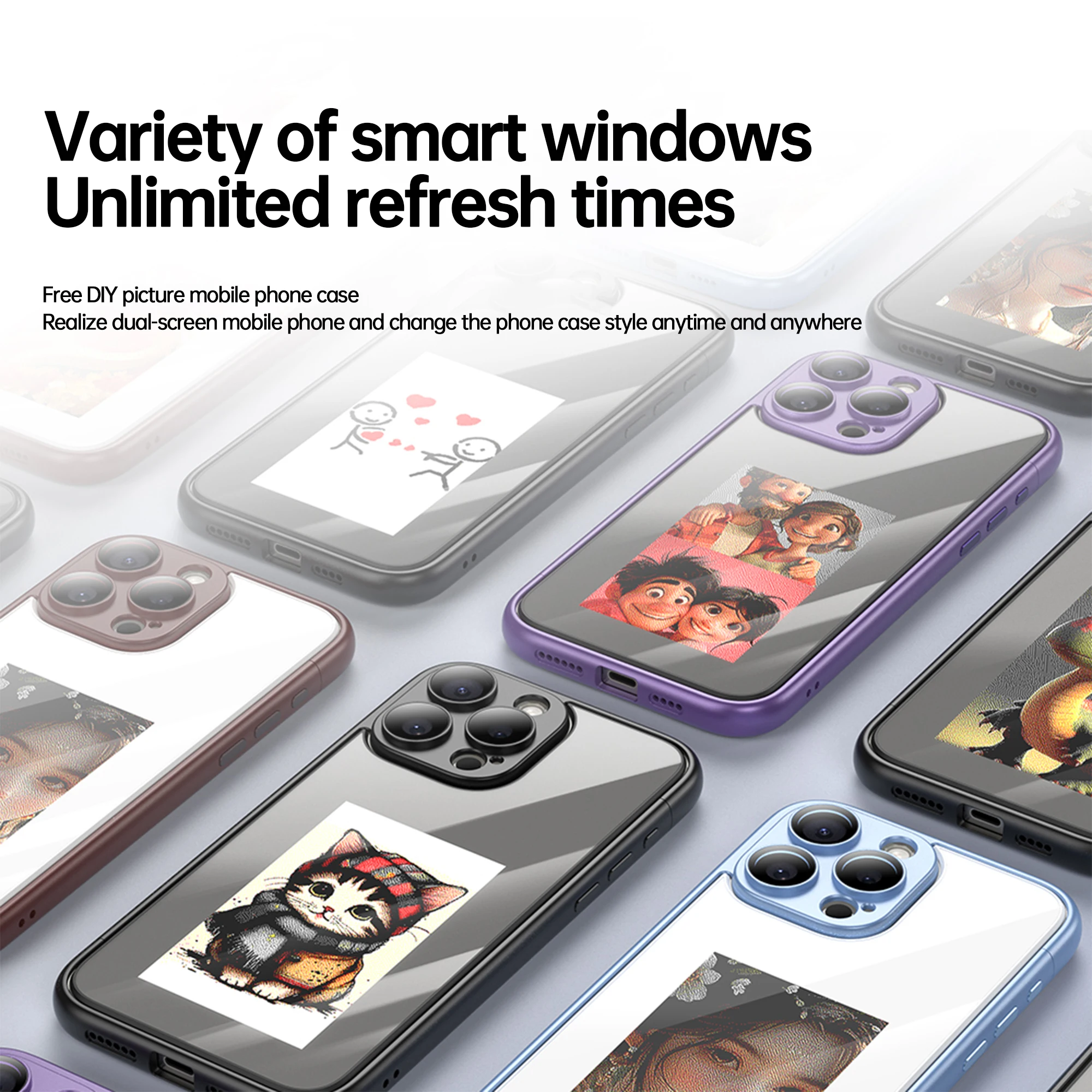 New DIY E ink phone case screen phone case personalized pattern for iP 15promax Carbon fiber pattern TPU phone case NFC function