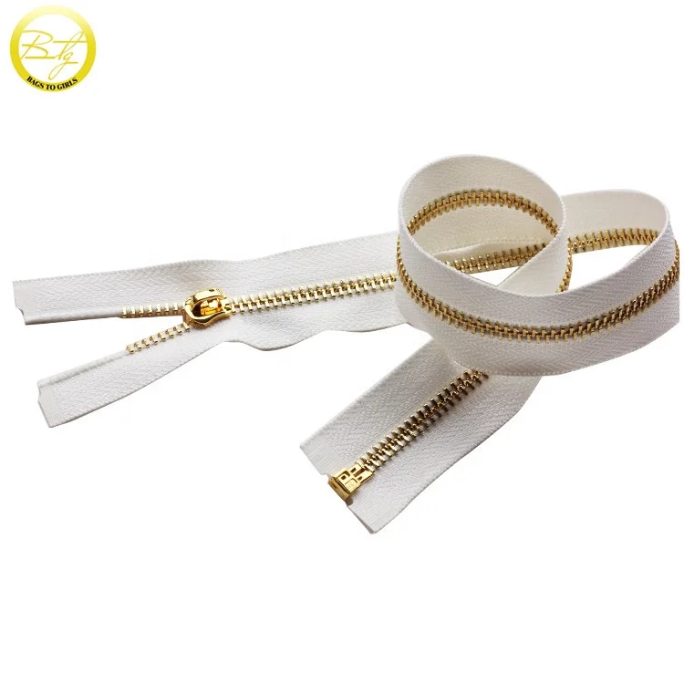 Garment Accessories Gold Teeth Black Metal Zip, Custom Metal Zipper For Clothing