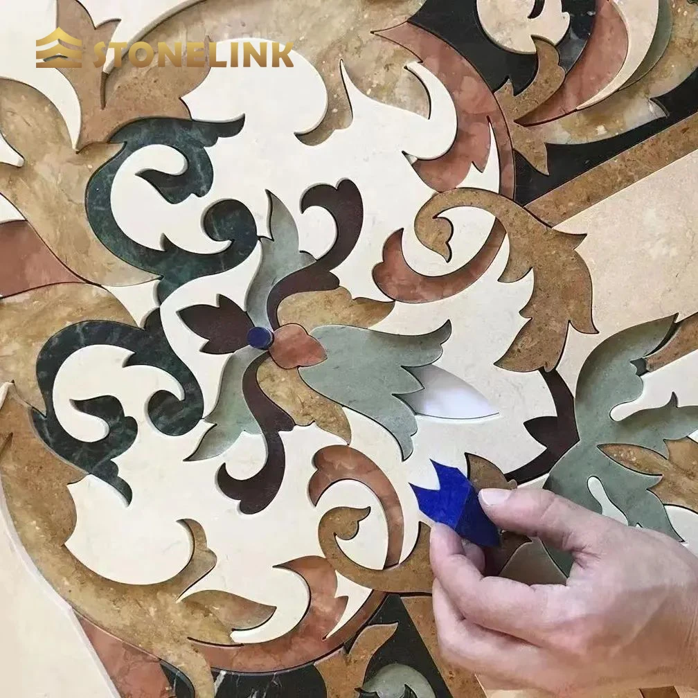 Stonelink one-stop solution luxury marble floor inlay design pattern waterjet marble medallion for villa