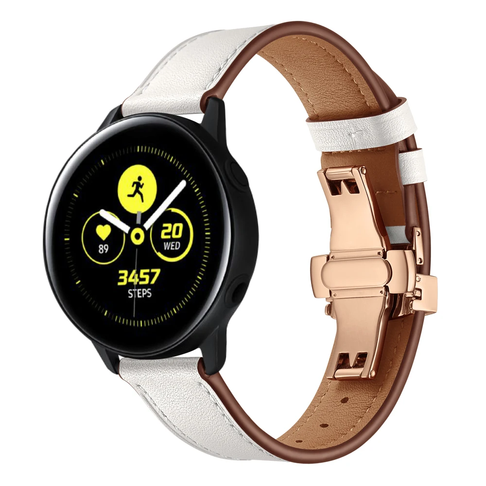 Smart Watch Replacement Strap with Butterfly Buckle for Samsung Galaxy Gear 2 22/20mm Quick Release Leather Watch Band