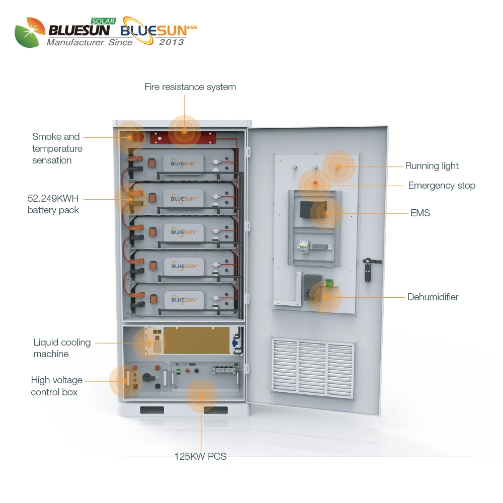 Bluesun battery charging cabinet 50kwh 100kwh 261kwh outdoor power bank with 314Ah liquid cooling battery pack