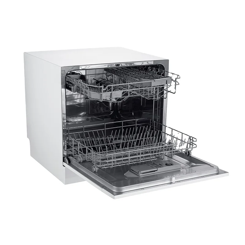 LED Display Touch Control 8 Sets White Color Desktop Dishwasher