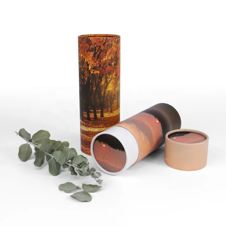 Factory custom small cremation urn bio tree pet ashes paper scattering tube water burial animal casket and coffin