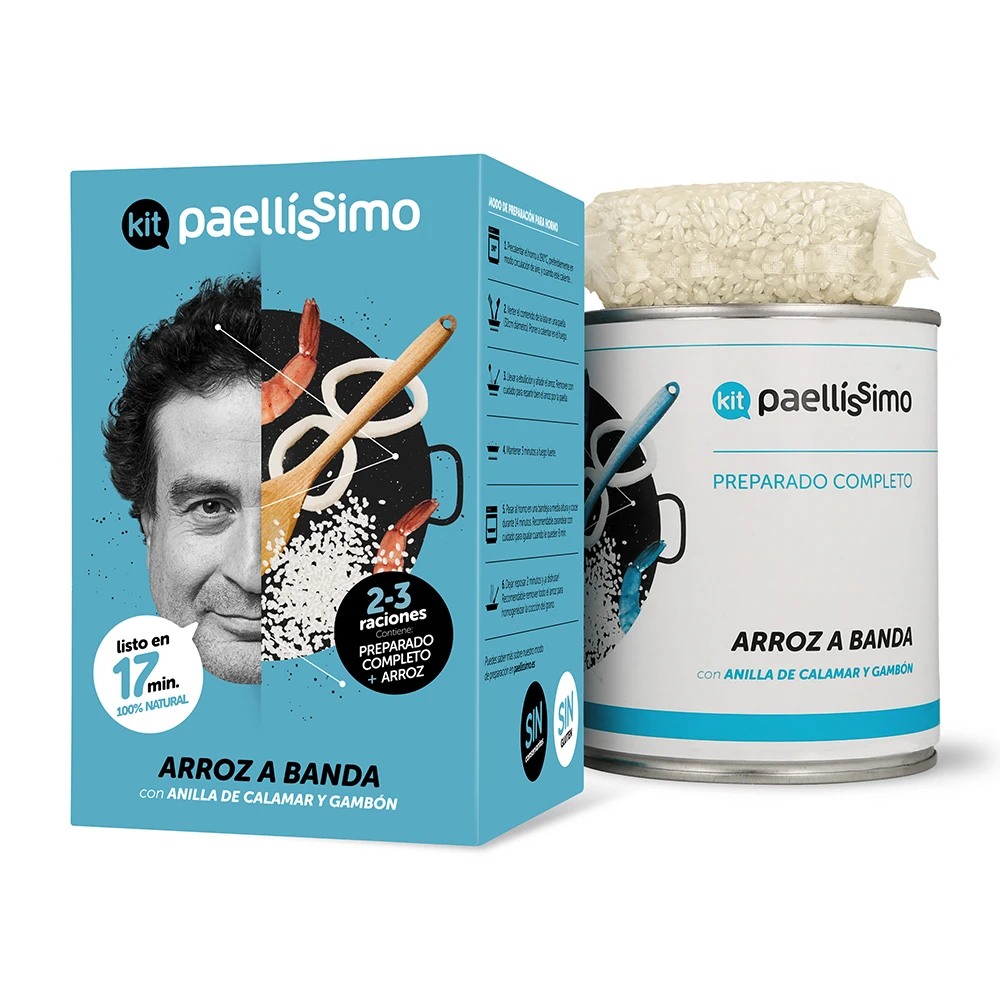 Spain Spain Paella Rice. Kit paella instant. Healthy fast rice meal. Canned product. Seafood rice meal. Instant food.
