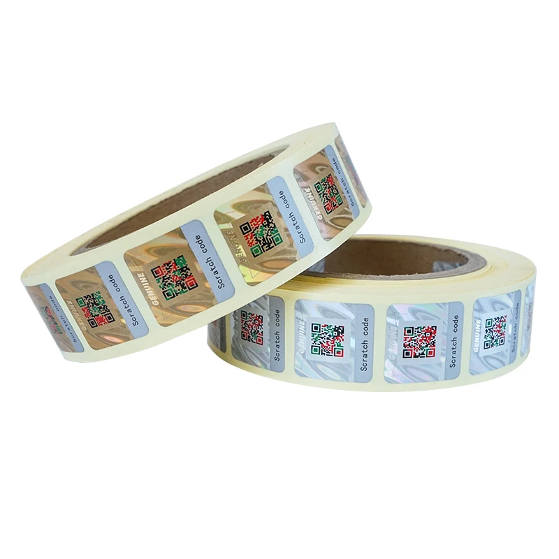Genuine Label Gold/Silver Self-adhesive Original Verification Security QR Scratch Code 3D Hologram Sticker with Serial Number