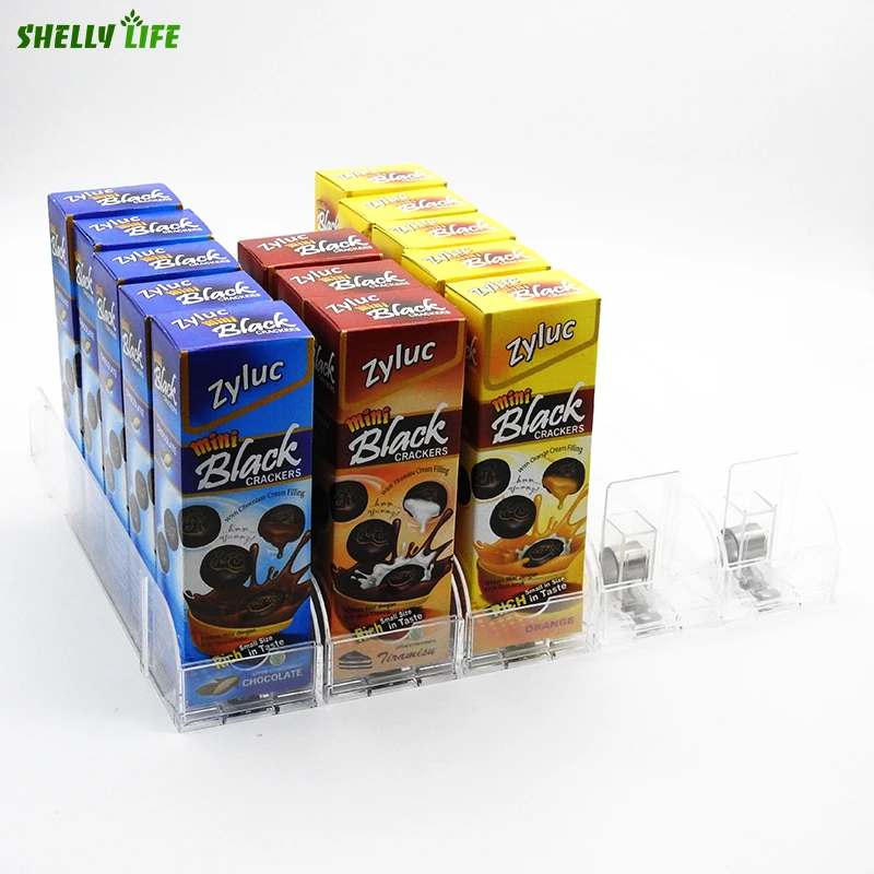 Supermarket adjustable use spring loaded display shelf pusher System  tray for tobacco pack/snack/drugs