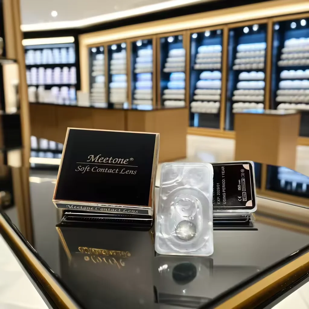 $1 cheap price Free design Eye Lens Box custom Meetone colored contact lenses paper box uv varnish Lentes de Contacto Paper Box