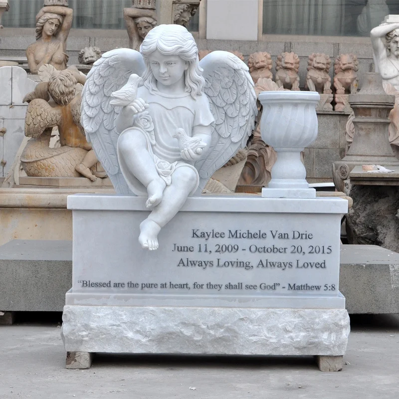 Shengye European children crying angel marble monument tombstone outdoor baby angel tombstone marble angel tombstone memorial