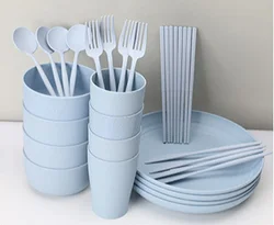 28 шт. Bpa бесплатно пластиковые столовые приборы высокого качества с суповую тарелку, производство Китай комплект волокно чаша пшеничной соломы столовые сервизы