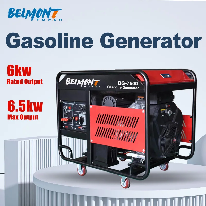 50Hz 12V 8.3A Open Frame 6KW 6.5KW 7KW 7.5KW 10kw Inverter Gasoline Generator for Home Backup