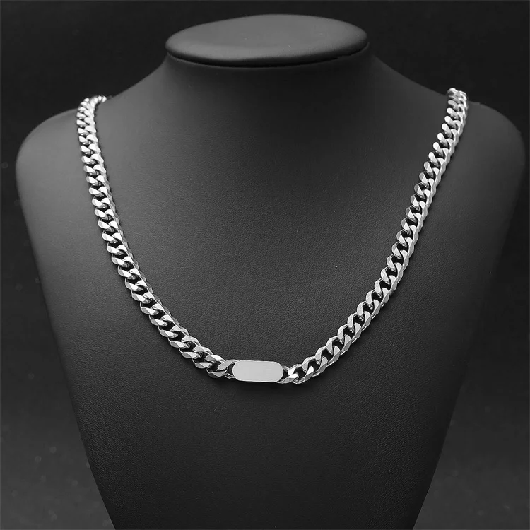 Custom cuban link chain necklaces, baguette maimi cuban chain anklet bracelet, stainless steel gold plated jewelry sets