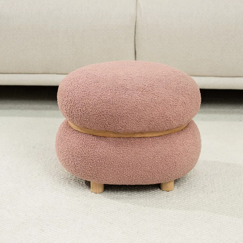 Bailey Modern Furniture Lounge Puff Stool Luxury Pink Red Beige Black Blue Velvet Oval Ottoman Pouf Chair Seat