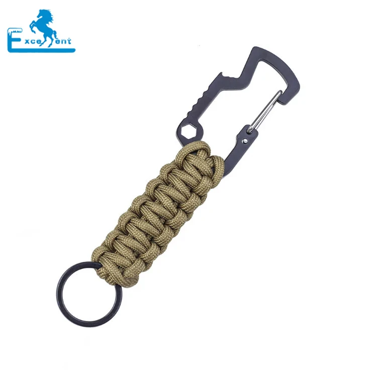 Colored Paracord Survival Keychain with stainless steel hook