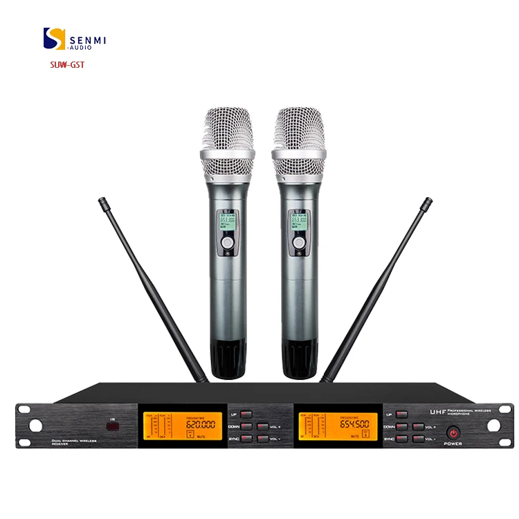 SUW-GST Professional UHF Wireless Microphone System Singing Conference Microphone 2 Channel Wireless Microphone For Church