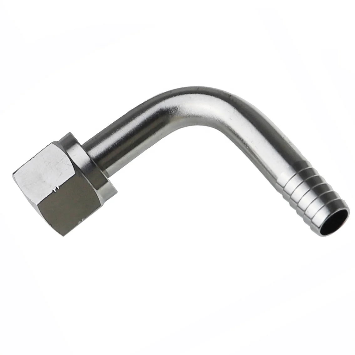 Hydraulic Sanitary Stainless Steel 304 Beverage fitting hose barb elbow adapter connect pipe with swivel hex nut
