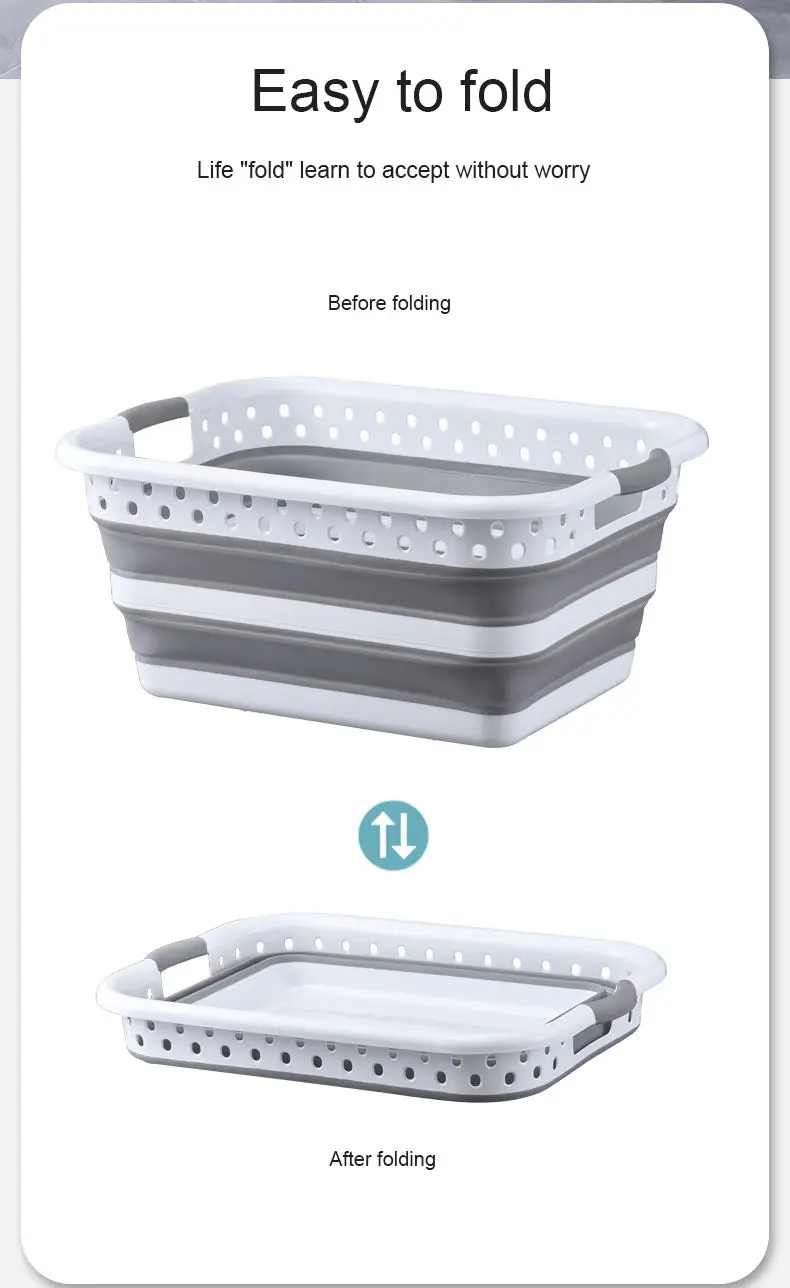 Collapsible Foldable Storage Plastic folding Laundry Basket Large capacity for Kid Adult Dirty clothes with handle