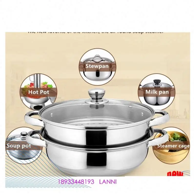 New product Chinese style stainless steel food steamer Chinese style double pot cooking