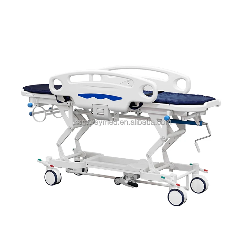 2 Sections Mechanical Crank Backrest Adjustable Manual medical Transfer Stretcher Bed