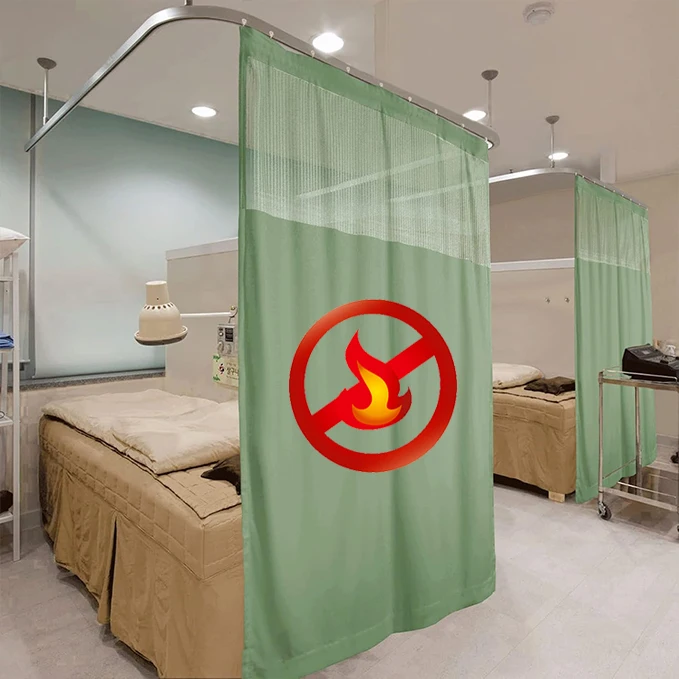 High Quality Stripe Pattern Inherent Flame Retardant Medical Curtains Anti Bacterial Fire Retardant Partition Hospital Curtain