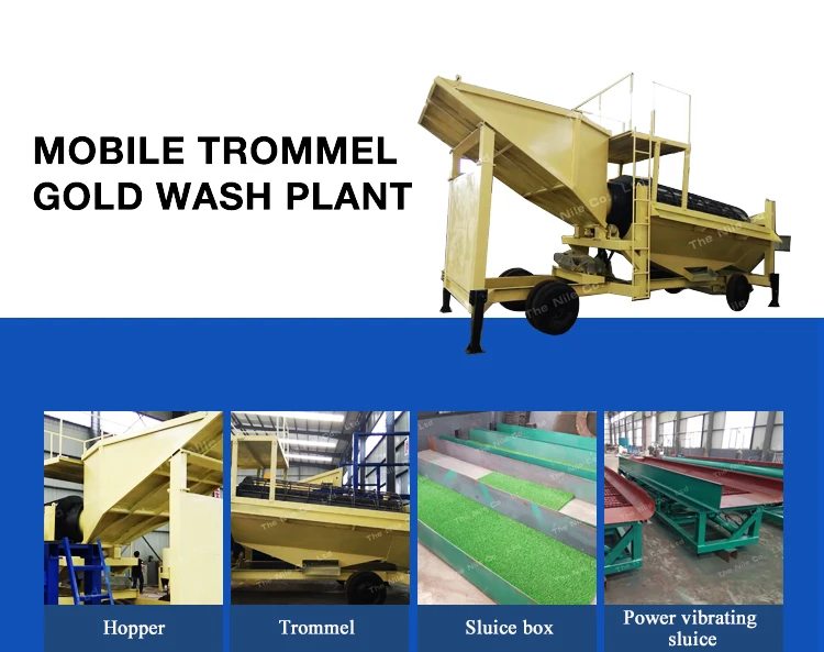 Mobile Gold Trommel Wash Plant With Sluice Box For Sale