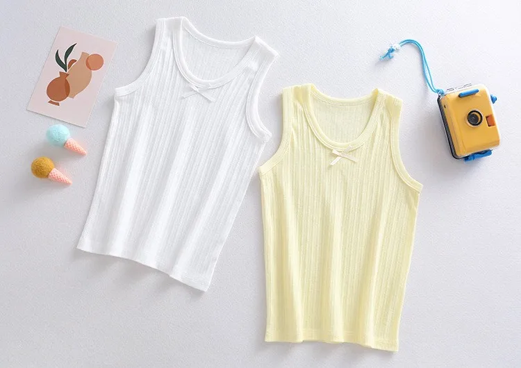 Летние детские летние майки из 100% хлопка без рукавов для маленьких девочек на бретелях-спагетти жилет на бретелях наряд 2 шт. в комплекте