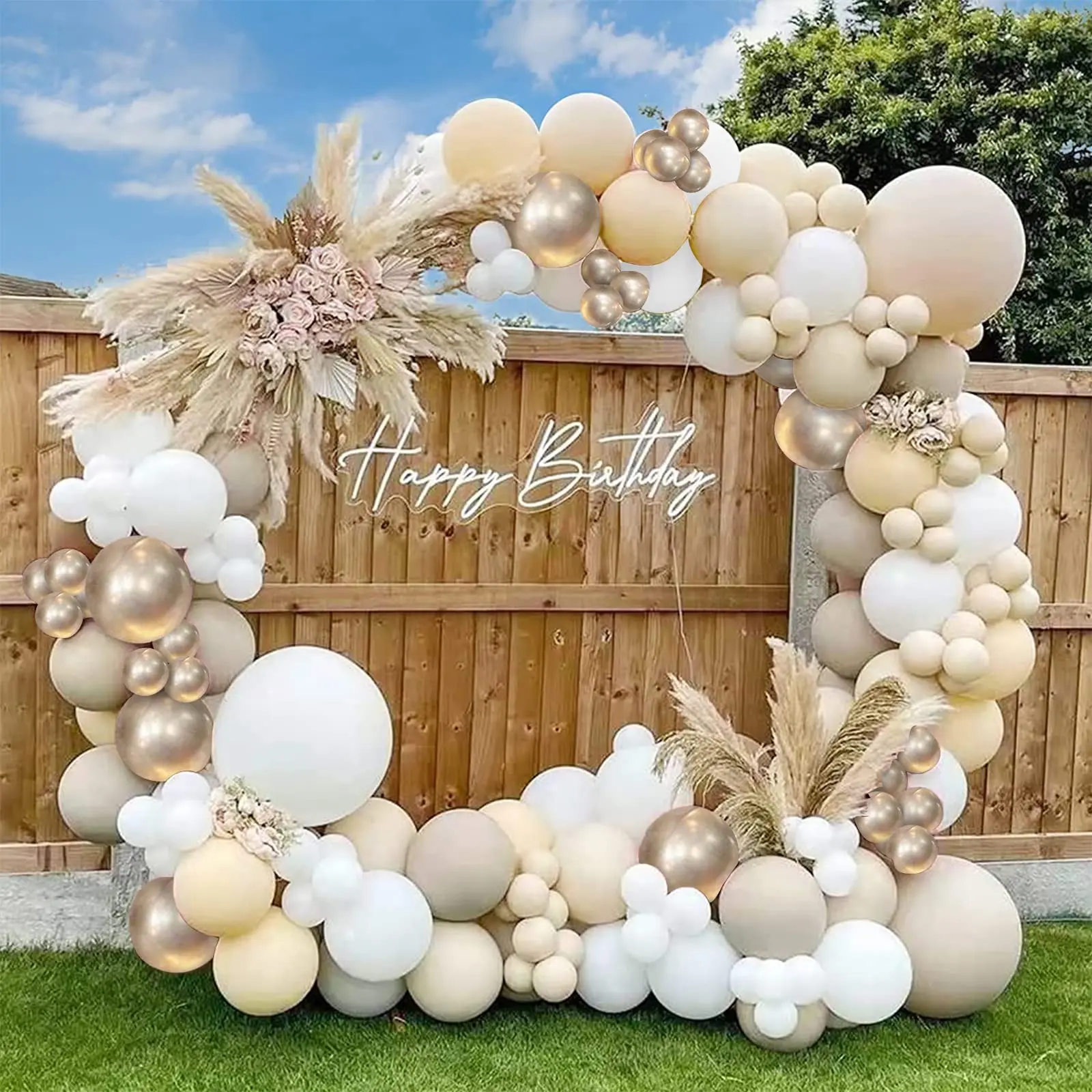 Wedding Party birthday Decoration outdoor Round balloon arch kit party decor supplies white gold apricot balloon arch kit set