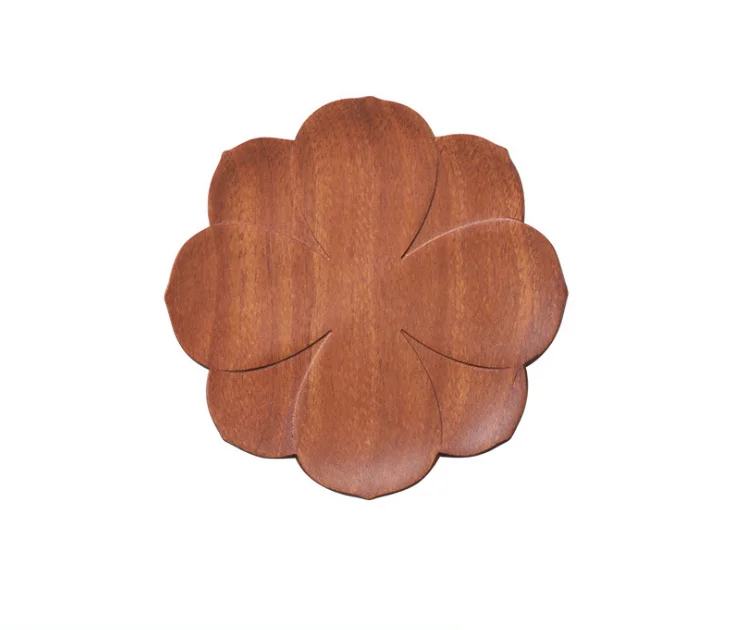 Red sandalwood coaster new Chinese creative wooden coffee cup insulated mahogany cup holder wood tray for food