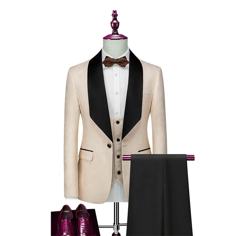 Hot sale various slim fit classic pink groomsmen suit 3 pieces suits blazer for man
