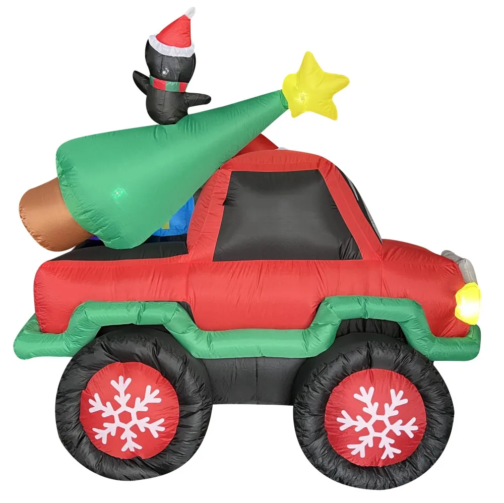 Customized Santa Claus Driving Car With Tree Gifts Inflatable Christmas Out Decorations