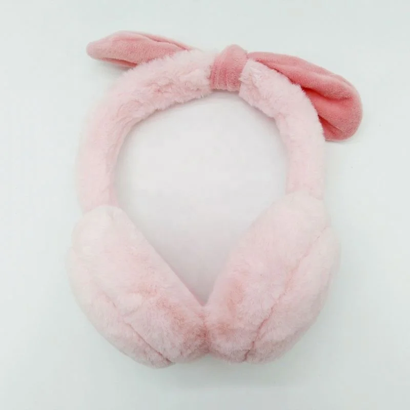 Girl headband Winter warm bowknot furry earmuff plush earmuff headphones for Christmas