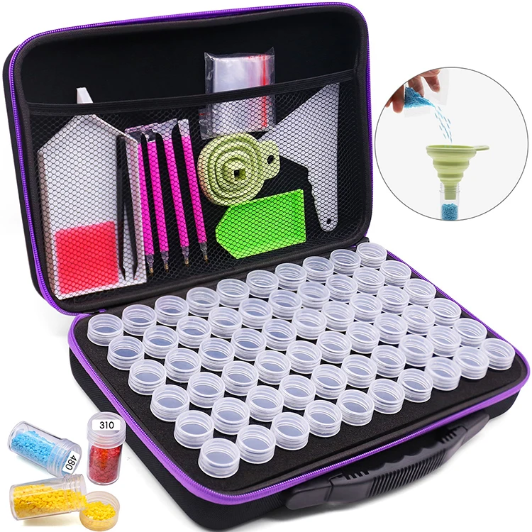 
5d Diamond Art Painting Storage Container with 60 Slots for Jewelry Beads Rings Drills Storage Diamond Painting Accessories 