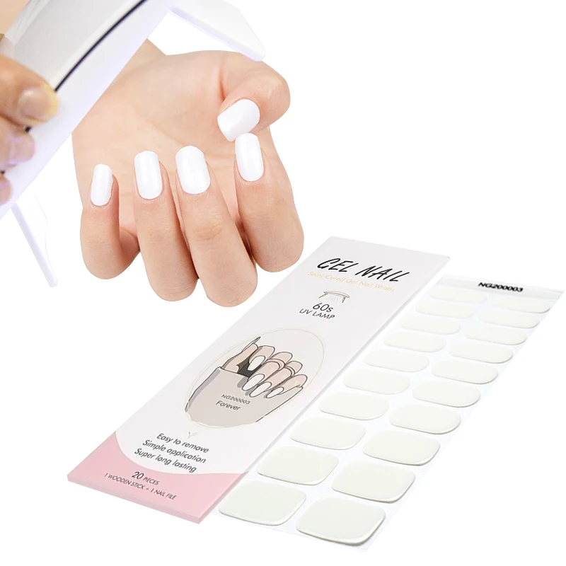 Gel nail set wholesale supplier high quality healthy long lasting nail art semi cured gel nail wraps set with uv lamp
