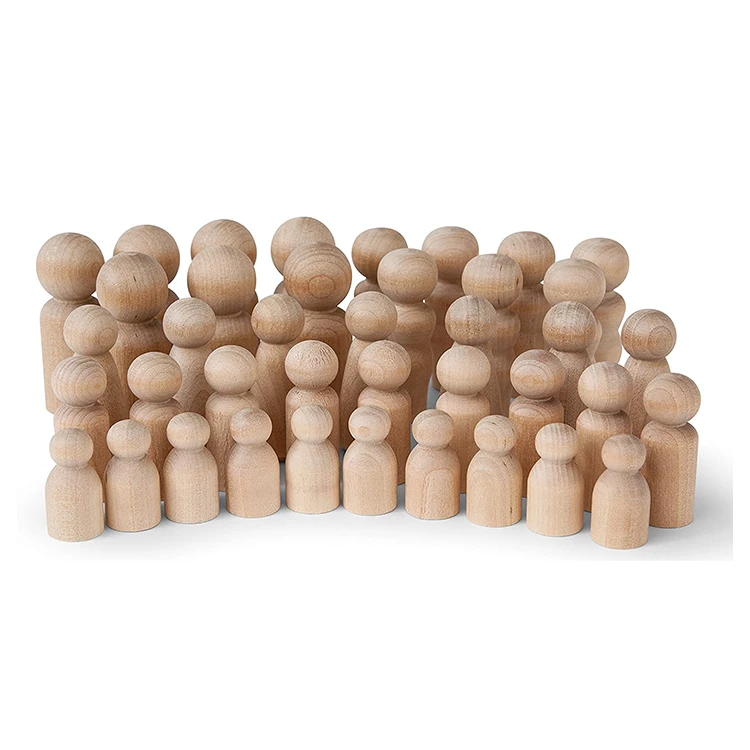 Natural Unfinished Wooden Peg Doll Bodies for Arts and Crafts